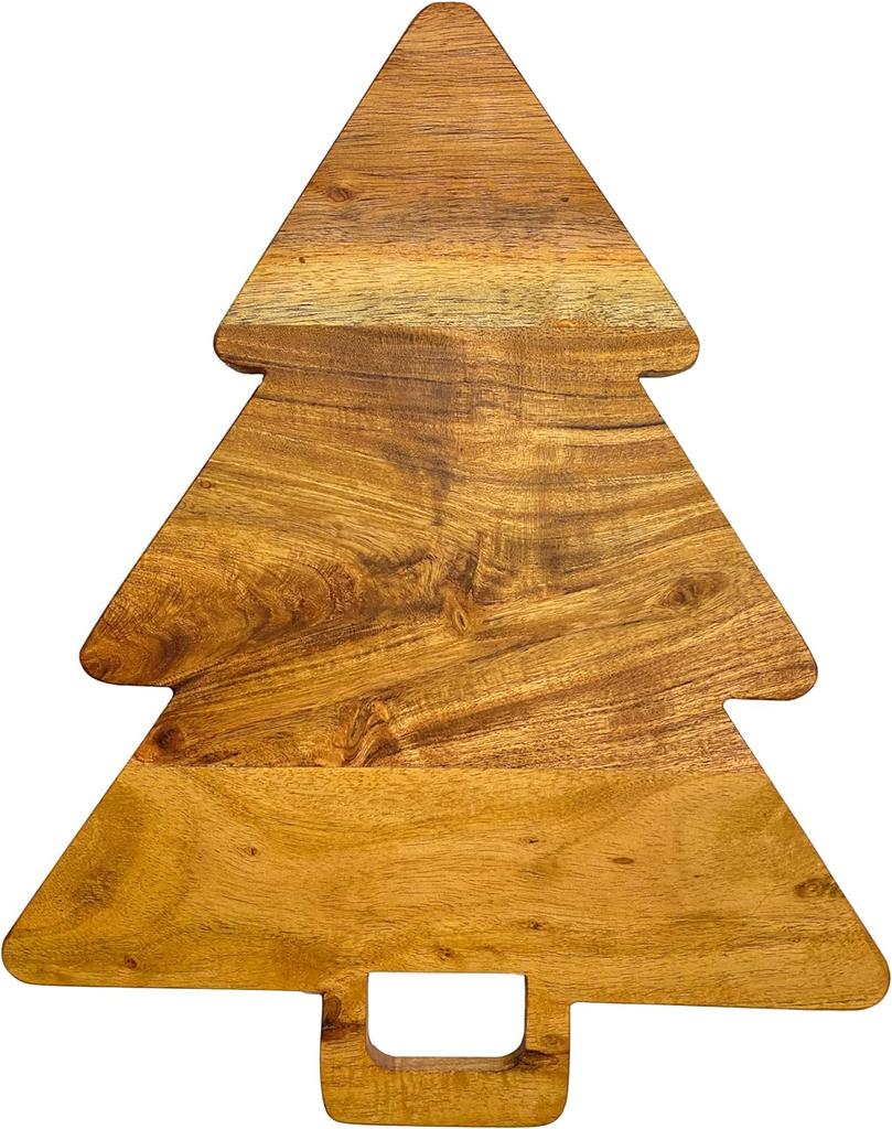 Christmas Tree Shaped Wood Cutting Board Set for Kitchen, 3 Pieces Tree Wooden Cutting Boards, Charcuterie Serving Trays with Handles for Decoration