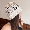 Women'S Korean Style Handmade Crochet Sun Hat Floral Summer Beach Breathable Vintage Bucket Flower Beanie