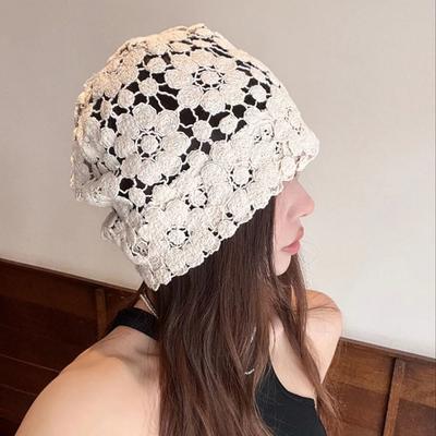 Women'S Korean Style Handmade Crochet Sun Hat Floral Summer Beach Breathable Vintage Bucket Flower Beanie
