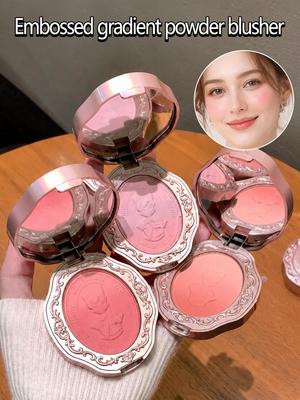 Girly Heart Embossed Gradient Blush, White Nude Makeup, Delicate Powder, Fine Glitter, Matte Repair Rouge Plate