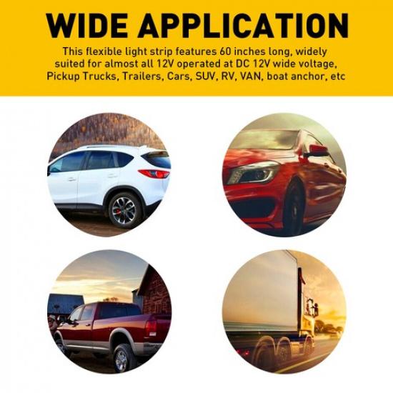 60"in LED Truck Strip Tailgate Light Bar Fit Truck 12V Pickup Trailer Car SUV RV