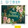 2D Boho Greenery Happy Birthday Photo Booth Backdrop