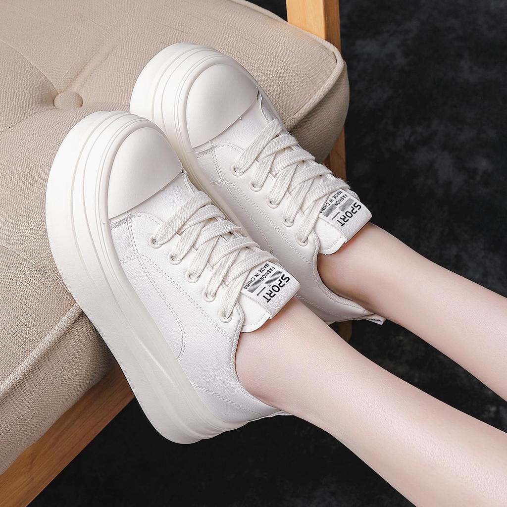2026 Trendy Leather Platform Women's Shoes - Lightweight, Versatile, Casual, Height-Enhancing, Soft Sole for Spring & Autumn