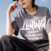 Li-Ning Letter Logo Print Crew Neck Pullover T-Shirt Unisex Tops Lead-Gray AHST553-5