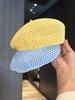 Béret Uni Creux Style Coréen Pour Enfants Mode d'Été Chapeau d'Artiste Fin Casquette Gavroche Respirante