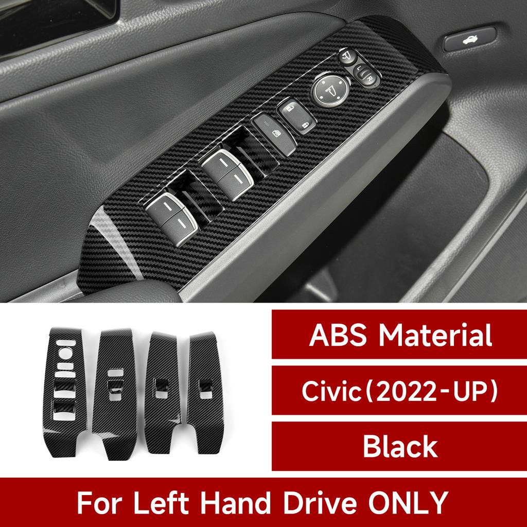 For 2022 2023 2024 Honda Civic 11th Gen Accessories Car Window Lift Control Switch Decals ABS Carbon Fiber Interior