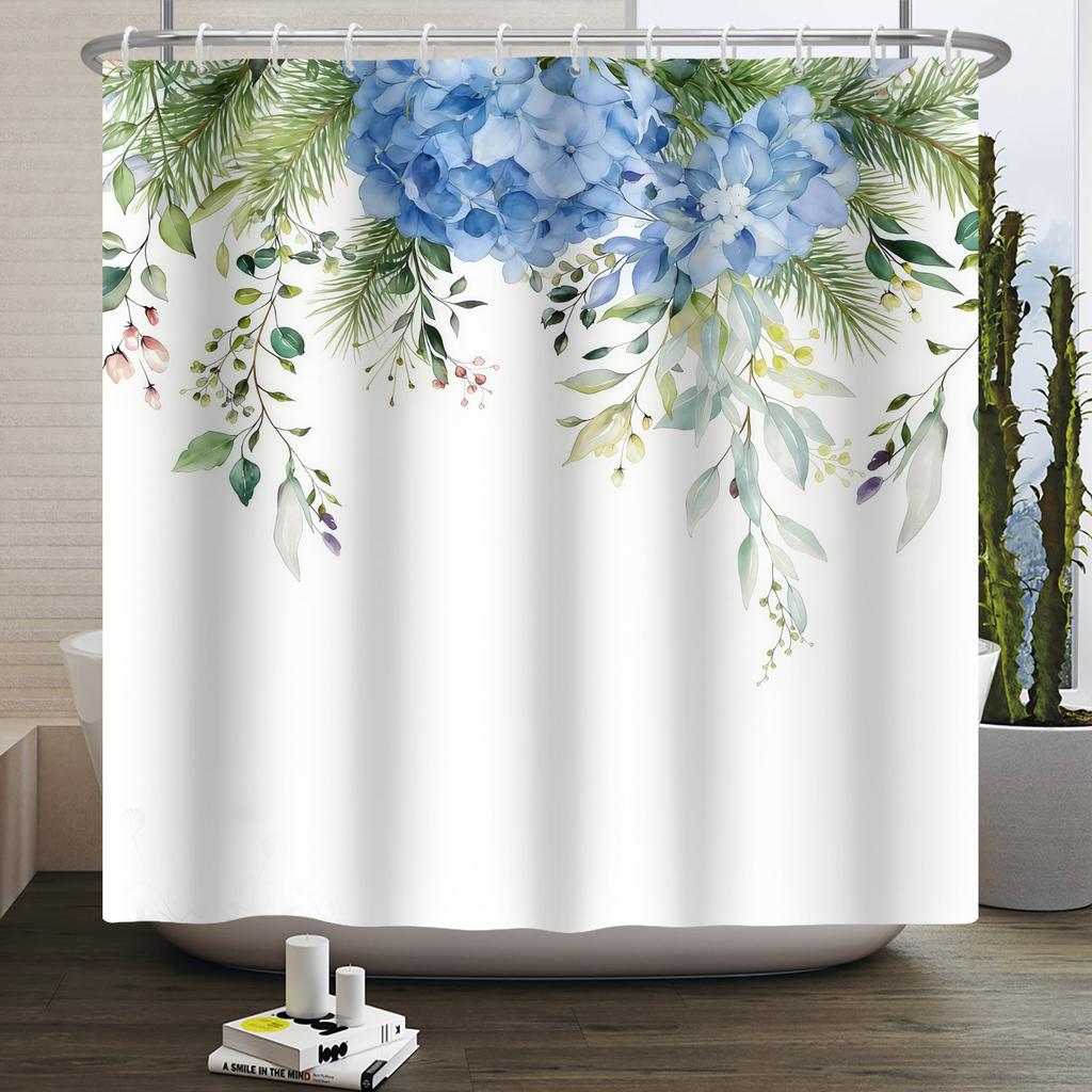 Modern Fresh Plant Shower Curtain Flowers Sunflower Hyacinth Shower Curtains Bathroom Decor Waterproof With 12 Hooks Curtains