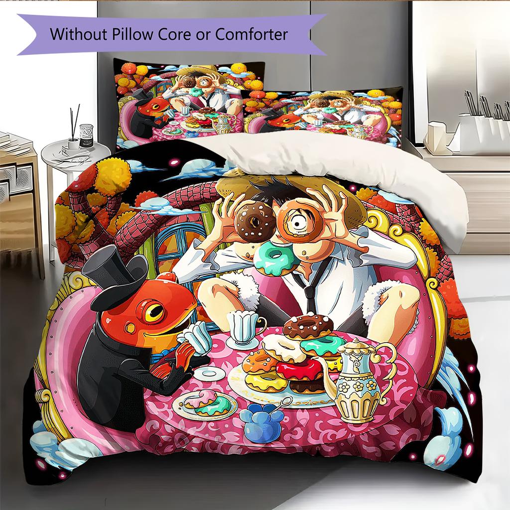 Cartoon Pattern Bedding Quilt Set Quilt Cover Pillowcase Home Decoration Birthday Gift (1 * Duvet Cover + 2 * Pillowcase, Without Core)