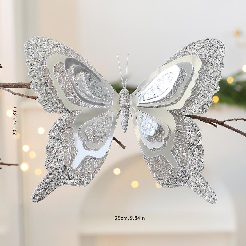 

Simulation Butterfly Christmas Tree Decoration DIY Butterfly Hanging Ornament Christmas Decorative Display Hanging Decor серебряный