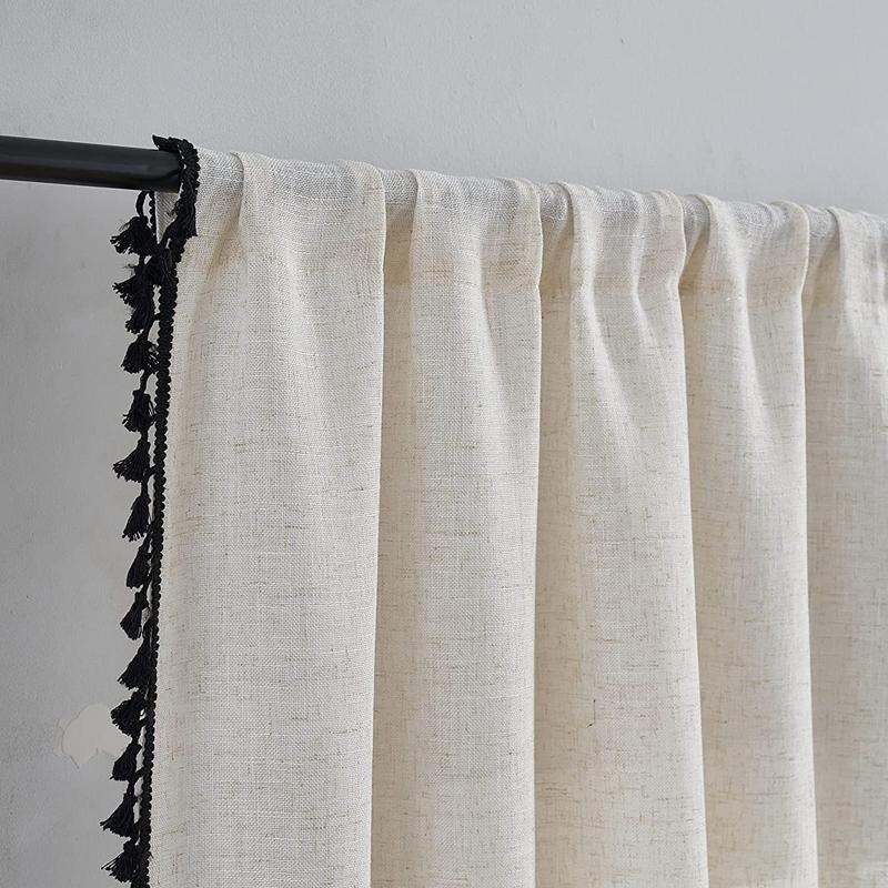 Japan Style Plain Semi-shading Bedroom Living Room Curtains Polyester Linen Flax Blend Country Vintage Cloth Art Decor Curtain
