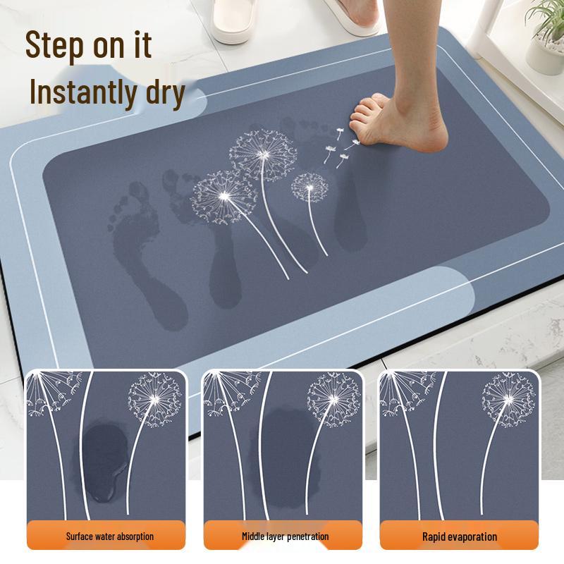 Quick-Drying Diatomaceous Earth Bath Mat: Absorbent, Non-Slip, Anti-Fall Rug for Washrooms and Entrances