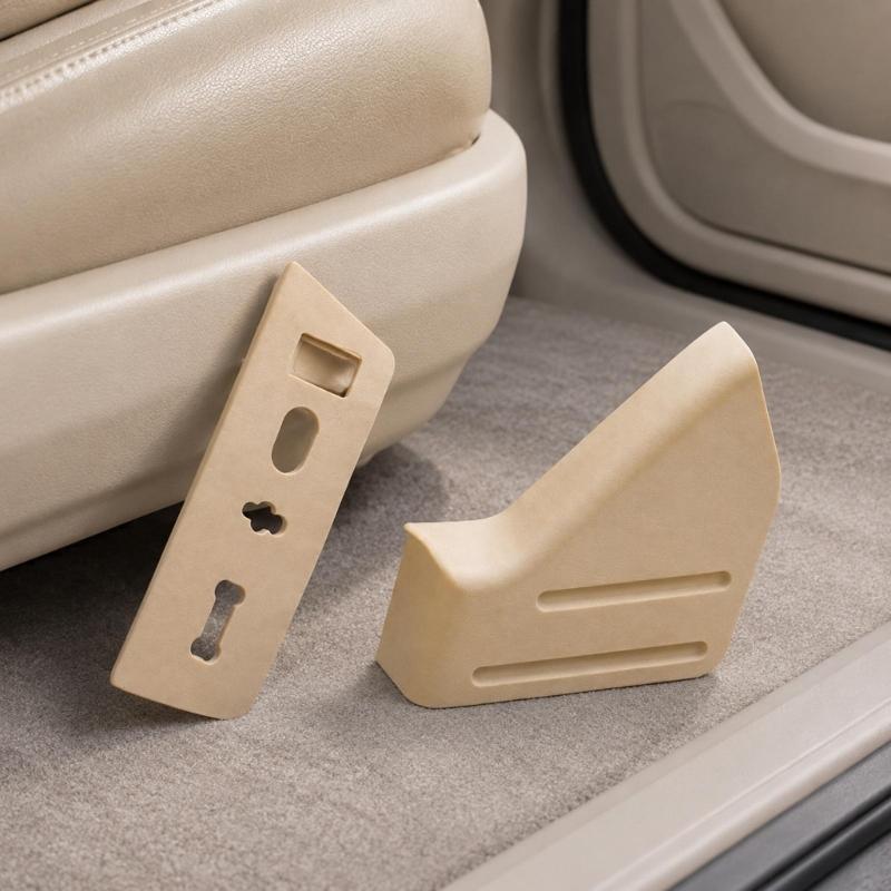 Beige Driver‑Side Seat Side Trim Panel Cover, 2‑Piece Replacement Set for F‑150 9L3Z1661693CA , Repairs Worn Front Left Seat Interior Trim