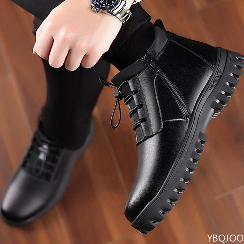 Fashion Cotton shoes men's winter new thick soled outdoor casual high top shoes warm simple comfortable non slip men's snow boots