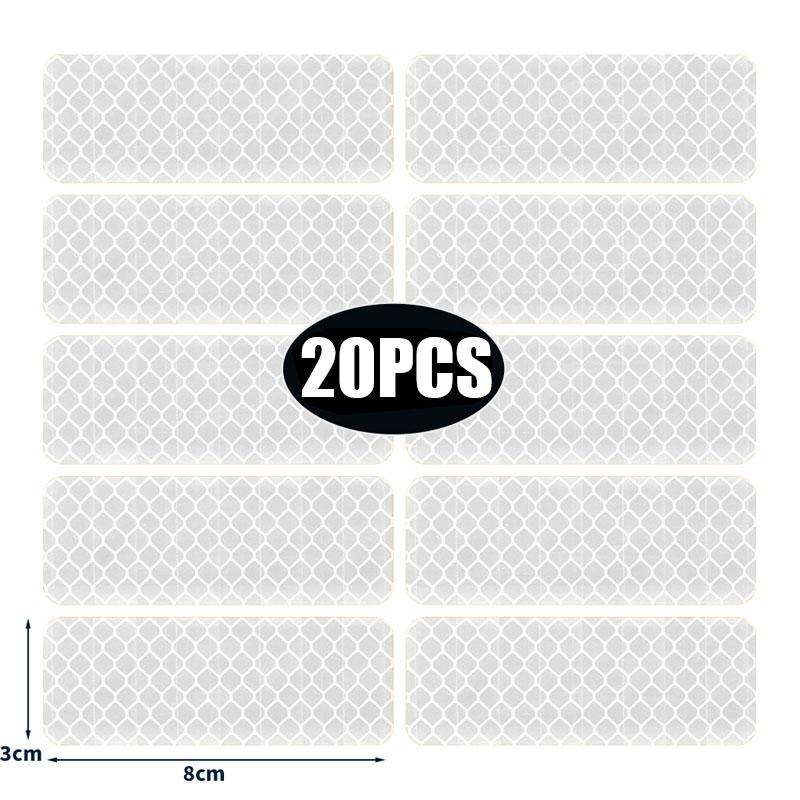 50/10pcs Car Bumper Reflective Stickers Reflective Warning Strip Tape Secure Reflector Stickers Decals Safety Warning 3*8CM
