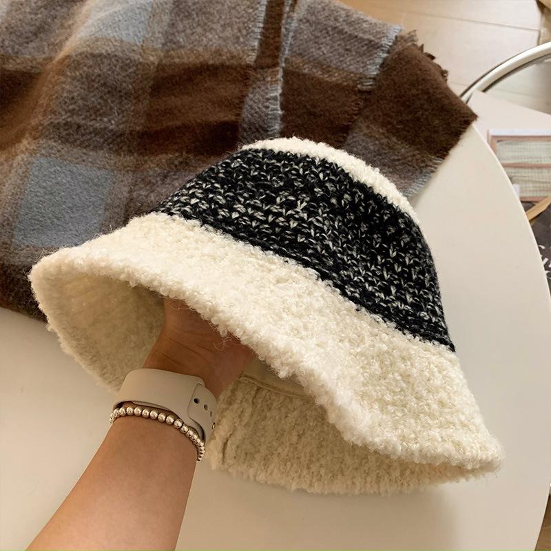 Bucket Hat Damen Herbst Winter Großer Kopfumfang Farbe Warm Fischerhut Passend Premium-Feeling Baumwolle Outdoor