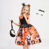 New Fancy Magic Witch Halloween Costume for Kids Bat Ghost Gothic Black Dress for Girl Carnival Party Halloween Girls Princess Dress