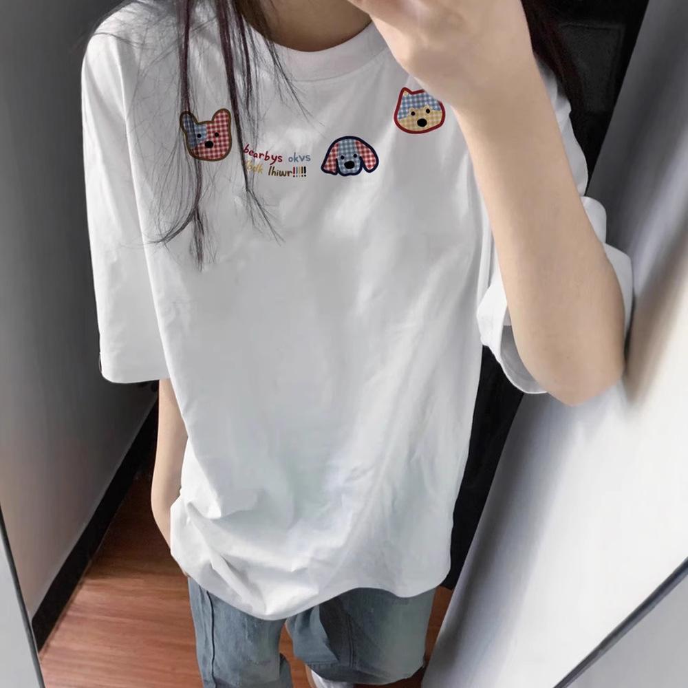 Summer new cartoon cute puppy short-sleeved T-shirt female sweet wind design casual versatile loose girl top