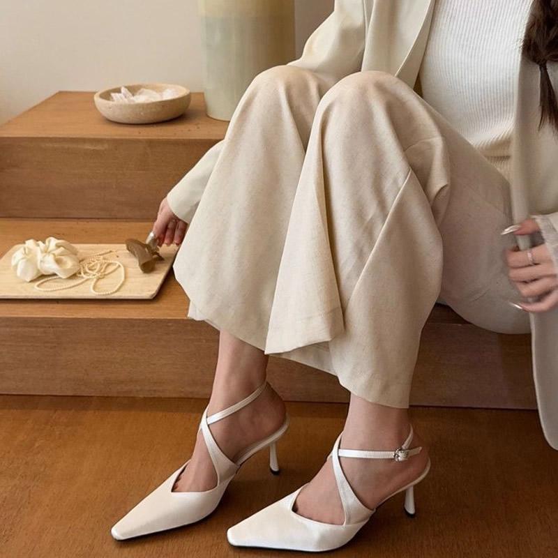 

2025 New Brand Women Slipper Fashion Pointed Toe Slip On Ladies Elegant Mules Shoes Thin Low Heel Outdoor Ladies Dress Pumps 35 абрикосовий