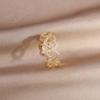 Design Fashion Jewelry 14K Real Gold Electroplating Hollow Love Zircon Ring Elegant Women's Opening Adjustable Ring