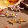 1 Pair Oil Dripping Bird Stud Earrings Hypoallergenic Alloy Enamel Red Bird Bell Earrings Lightweight Women Girls Earrings Fashion Jewelry