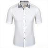 Men Short Sleeve Plaid Collar Casual Button Down Shirt