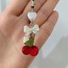 Handcrafted Cherry Phone Charm Cute Phone Pendant Fruit Phone Chain Pendant Strap Lanyard Backpack Pendant for Bag Key