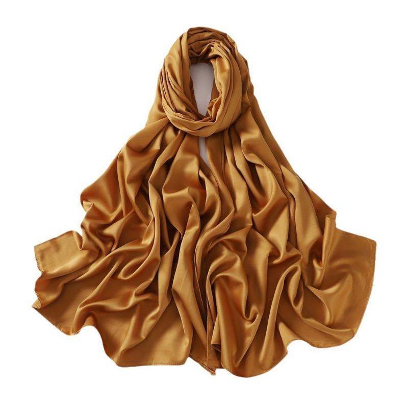 Summer New Carf Matte Satin Monochrome Long Scarf, Satin Imitation Silk Solid Color Long Silk Scarf Headscarf