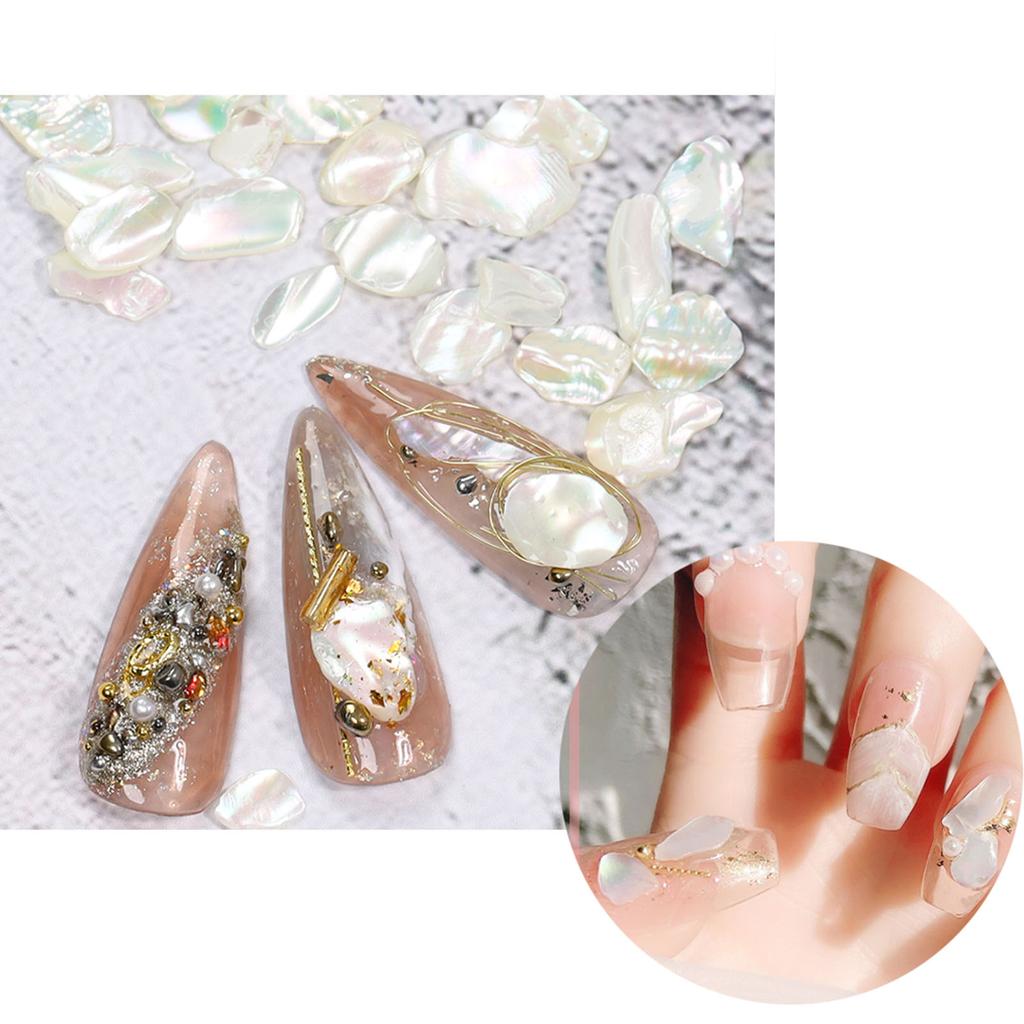 12 Farben 3D Unregelmäßige Nail Art Abalone Muschelschalen-Scheiben, Bunte Nail Art für Muschelstück UV-Gel Flocken Meerjungfrauen-Nagel-Sequ