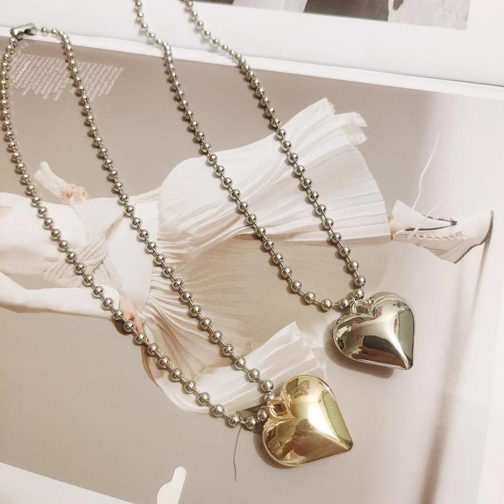 Fashion Versatile Love Pendant Necklace, Guardian Heart Big Peach Heart Necklace Women's Jewelry