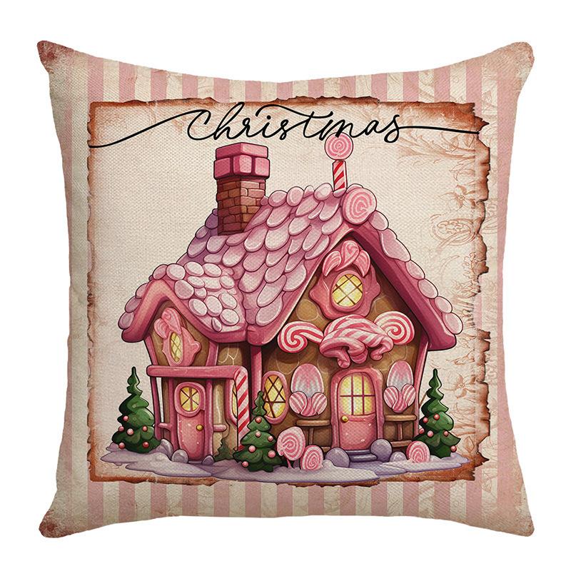 

Новая розовая рождественская наволочка, креативный принт Санты, декоративная наволочка для диванной подушки, наволочка для подушки для спальни 45 * 45 (without core)