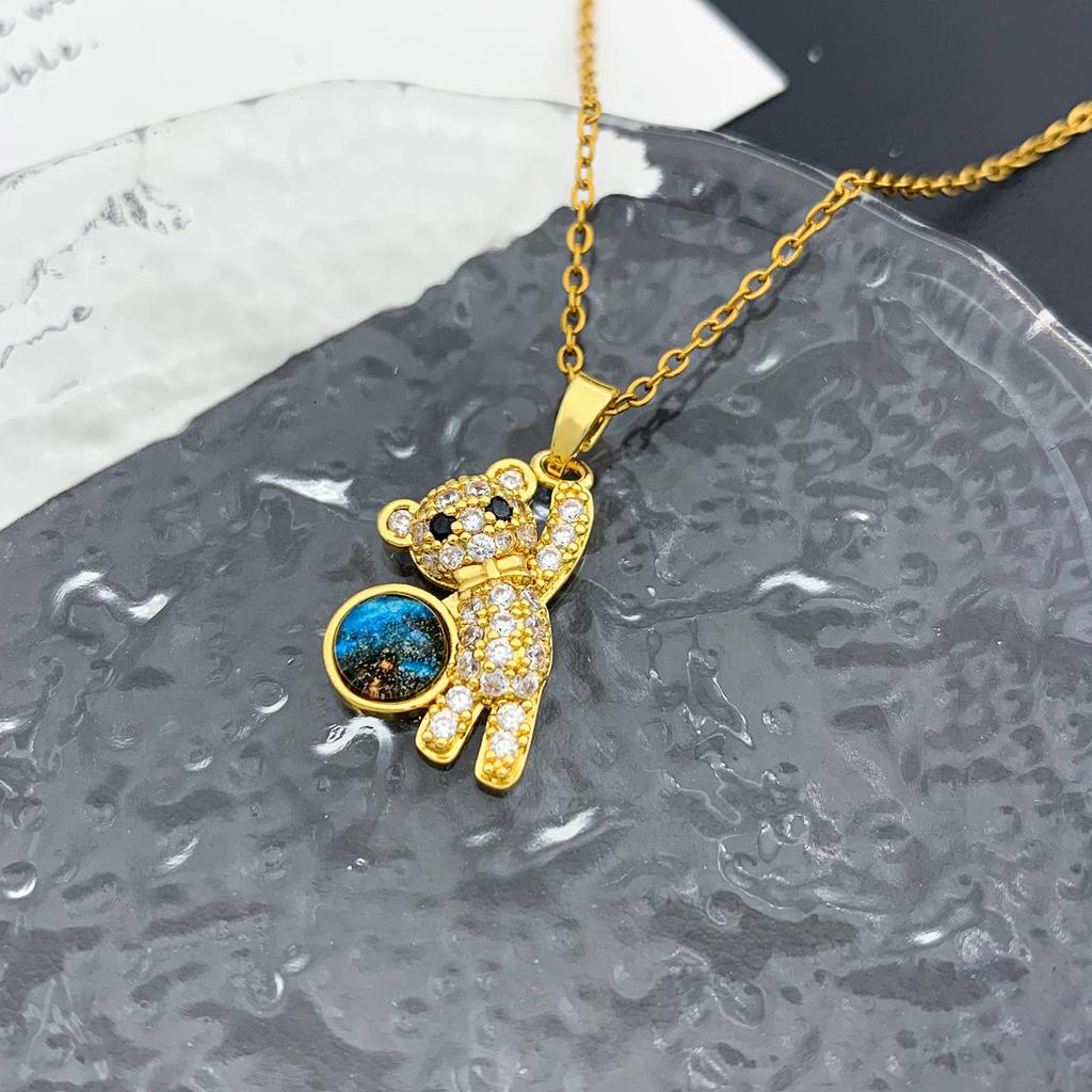 Necklace popular hot sale azure blue starry sky necklace accessories women's light luxury high sense hot sale planet versatile titanium steel necklace