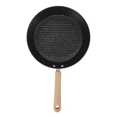 Round Frying Pan Universal Nonstick Flat Bottom Iron Grill Pan for Meat Steak Fish Breakfast