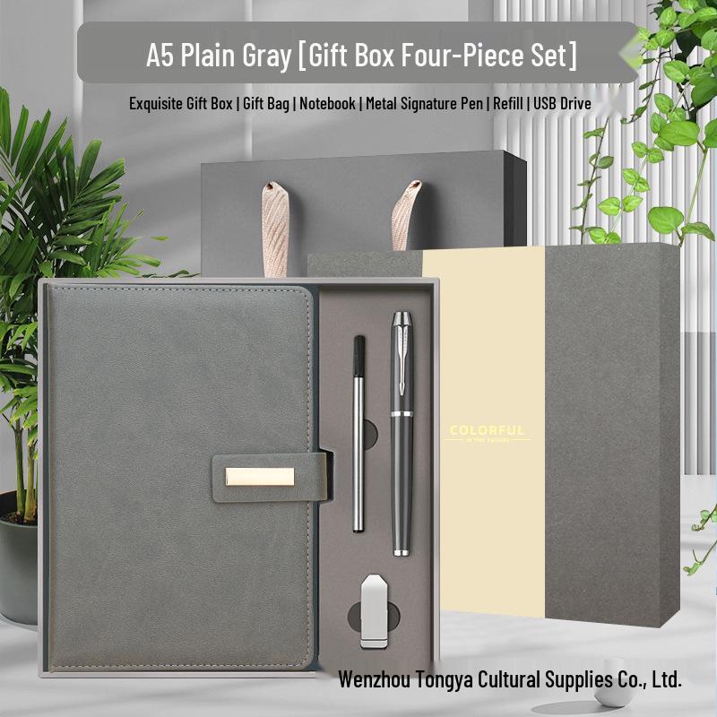 Customizable Business Diary Gift Set with Logo Printing - One-Buckle Notebook and Corporate Souvenir