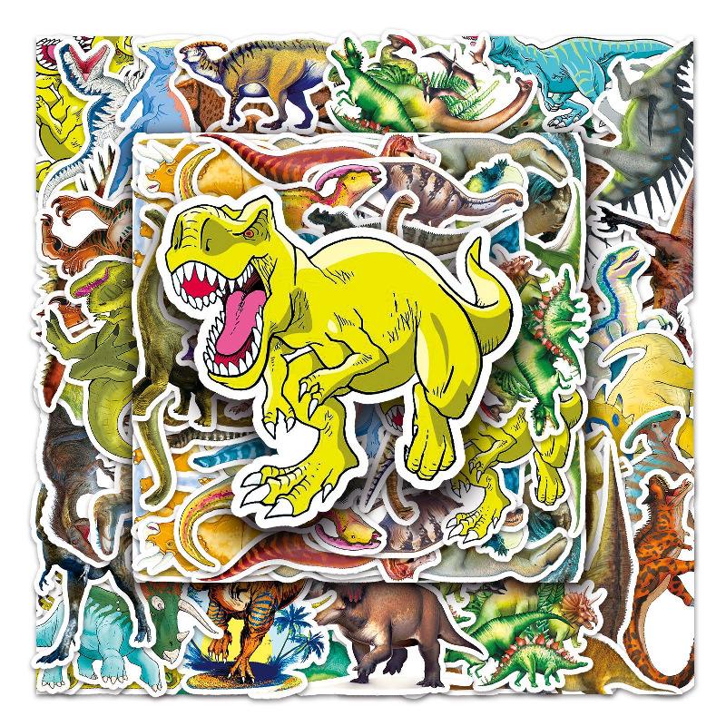 Dinosaur Cartoon Sticker Pack - 50 Creative DIY Suitcase & Journal Stickers