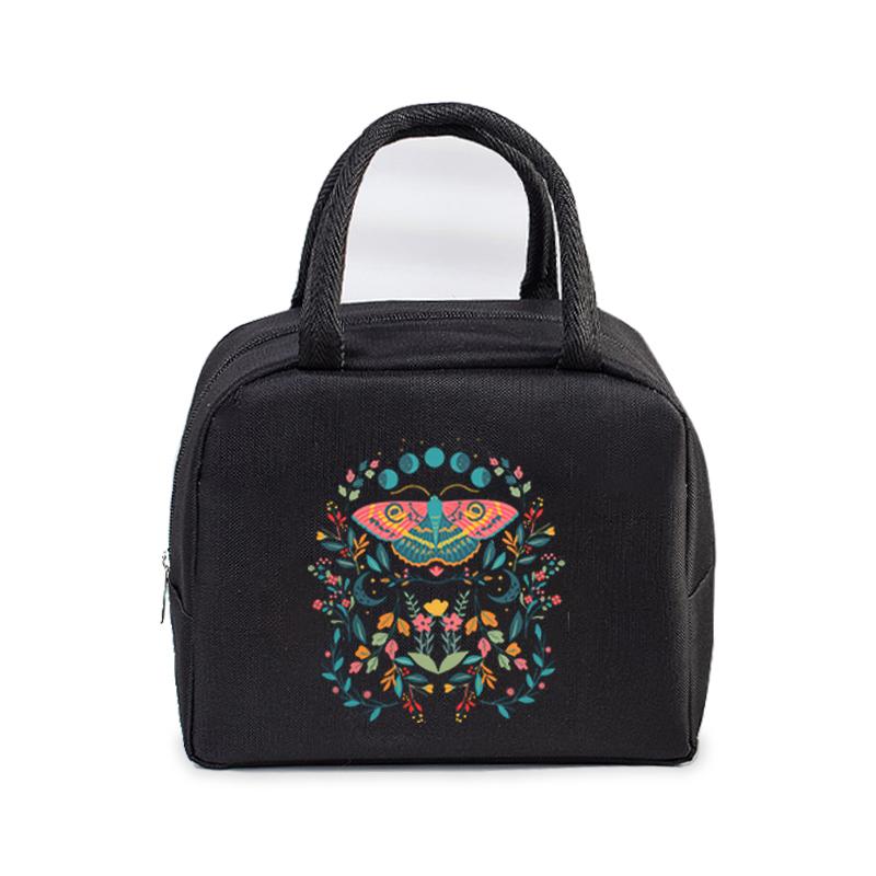 Vintage Butterfly Lunch Bag Women Men Fashion Reusable Insulated Lunch Box Insulated Handbags Picnic Travel Portable Lunch Bags