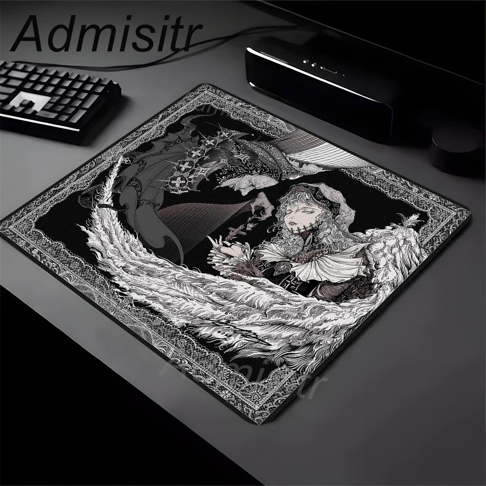 Retro English Black and White Girl Gaming Mouse Pad XL Natural Rubber Anti Slip Bottom Mousepad Small Size Product Desk Mats
