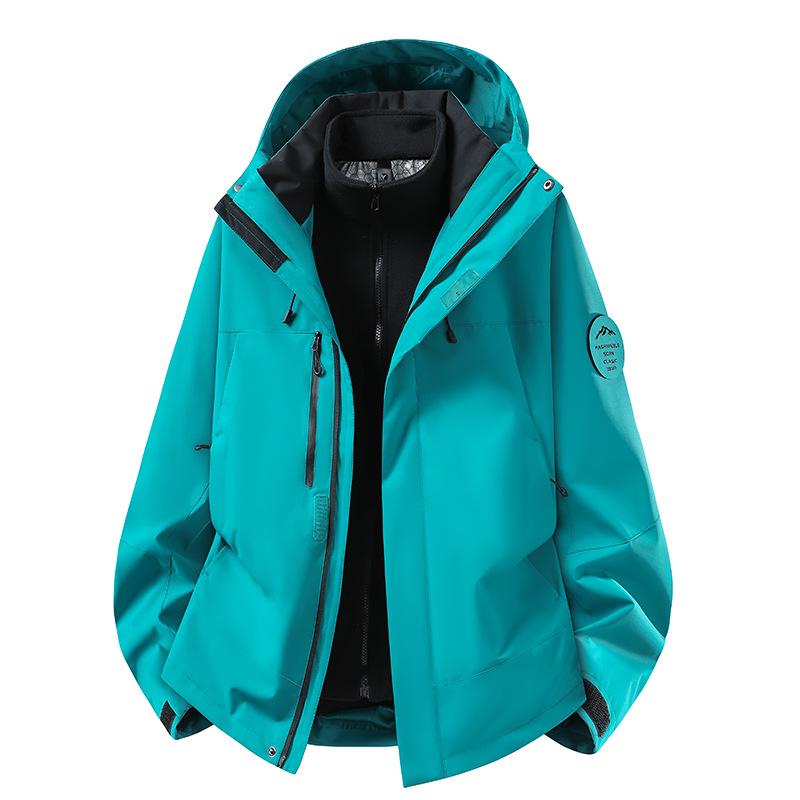 Camel Unisex 3-in-1 Mountaineering Jacket: Graphene-Lined, Windproof, Waterproof, and Warm, New Style, Two-Piece Set.
