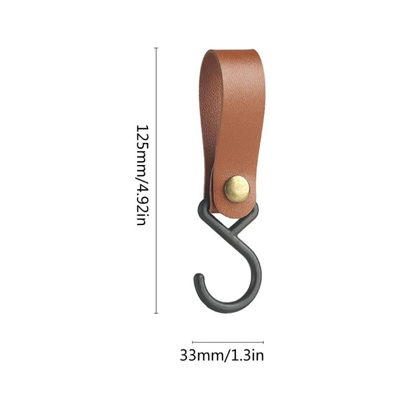 8Pcs Leather S Hook Leather Hook, S Hook S Shaped Hook Coat Hook for Hanging, Camping Hook Hanger Hook for Hanging