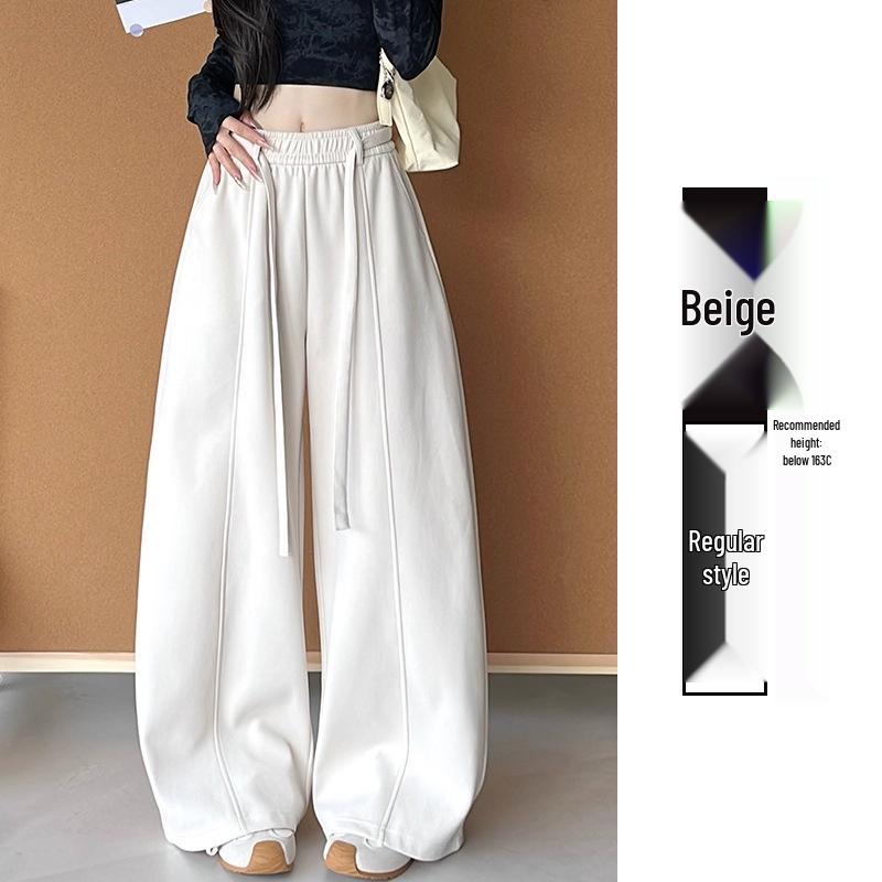 

Coffee-Colored High-Waisted Wide-Leg Pants for Women - 2025 Spring & Autumn Style S бежевый