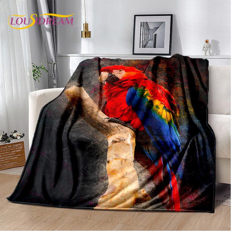 Colorful Parrot Macaws Birds Soft Plush Blanket,Flannel Blanket Throw Blanket for Living Room Bedroom Bed Sofa Picnic Cover Kids