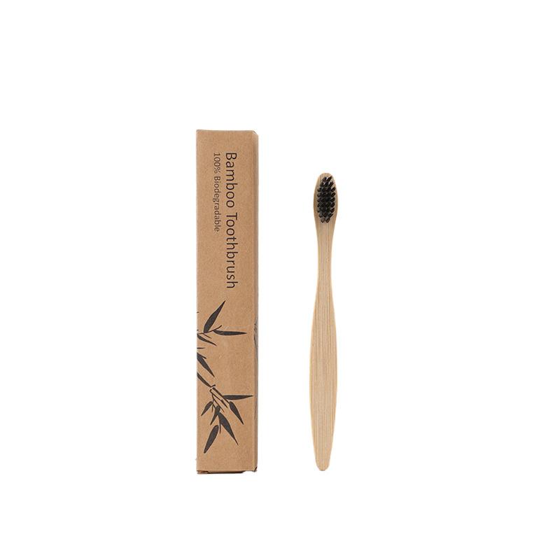 Ready Stock Custom Logo Packaging Kids Soft Natural BPA Free Biodegradable Kraft Box Bamboo Toothbrush чёрный