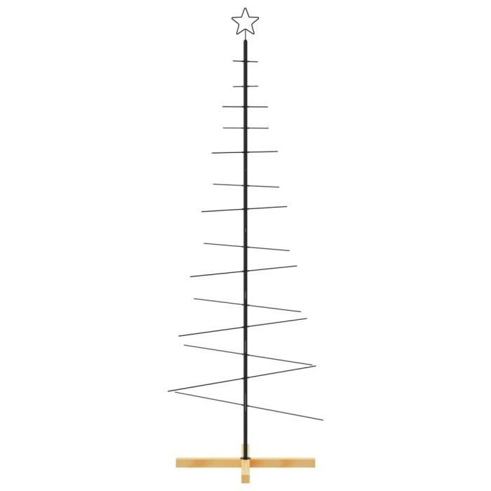 VidaXL Arbre de Noël en métal avec base en bois noir 180 cm 359605