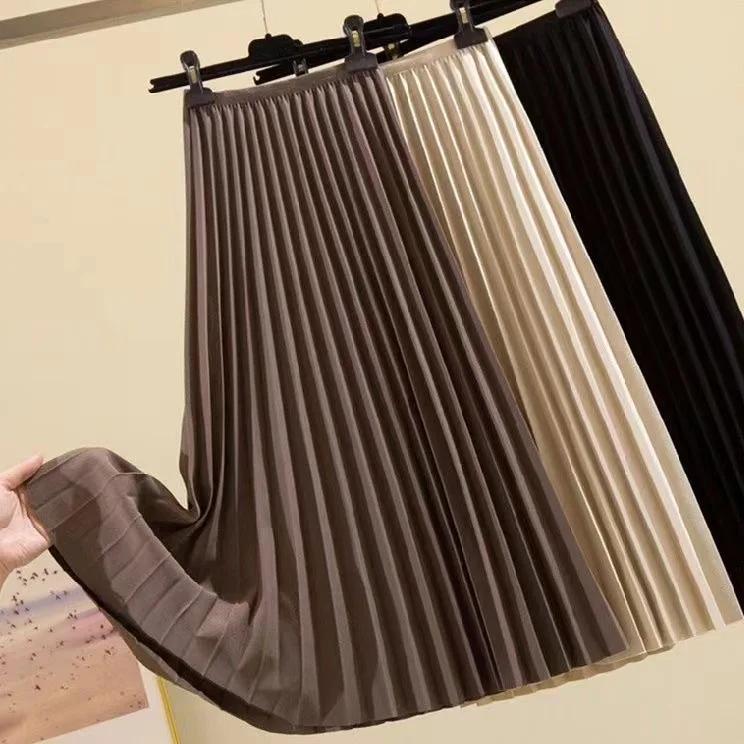 Çok Yönlü Büyük Salıncak Etek Zayıflatıcı A Kesim Etek Yüksek Belli Pileli Etek Kadınlar İçin İlkbahar ve Sonbahar Orta Boy