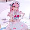[Milky Time] Sakuna Yuki VTuber Halloween Cosplay, Women's Pink Maid (M)