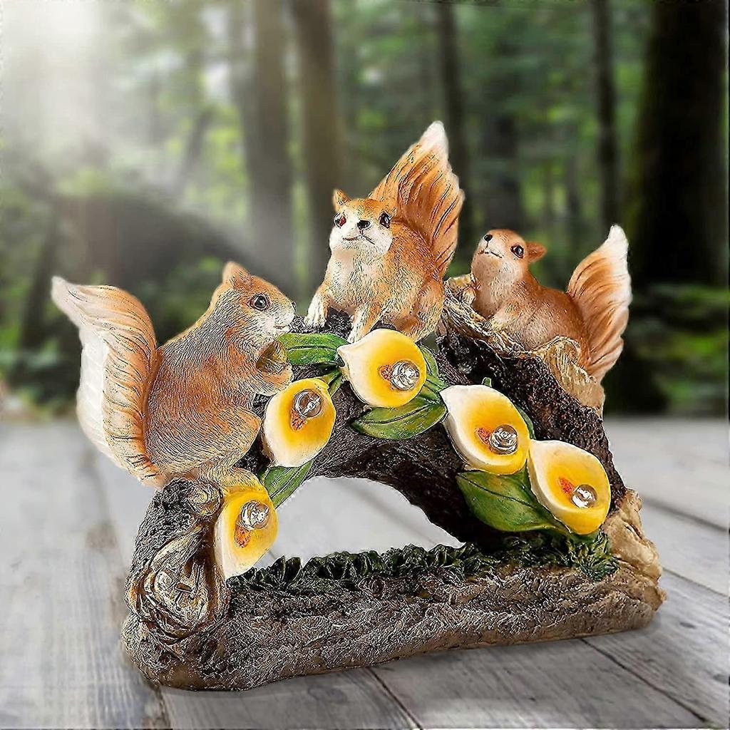 Garden Resin Squirrel Statue with LED Lights Waterproof Outdoor,[Energy Class A+]