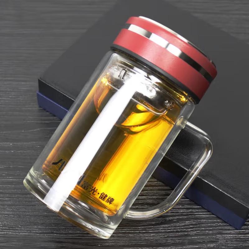 FUGUANG Jianpai Double Wall Glass Tea Infuser Mug