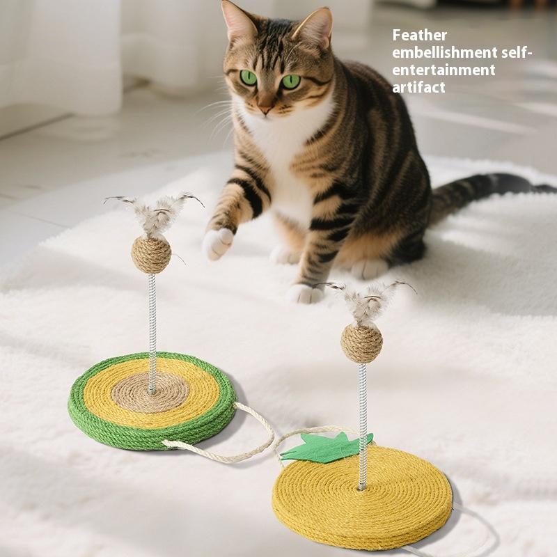 Interactive Hemp Rope Spring Ball Cat Toys Tumbler Sword Hemp Cat Scratch Board Self-Play Kitten Stick Relieve Boredom Toys