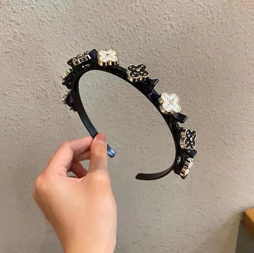 French Retro High Crown Wide-Brimmed Plush Headband for Face Washing and Outings