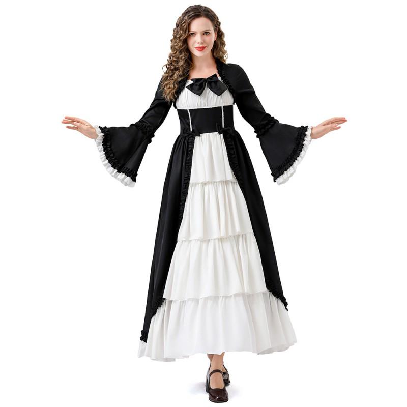 Medieval Renaissance Costume Dress Women Cosplay Party Halloween Outfit In Black Green Red Pink
