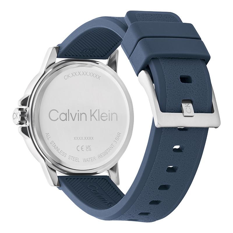 Calvin Klein Quarz Uhr Silikonarmband 42mm Blaues Zifferblatt 30M Wasserdicht Herrenuhren 25200470
